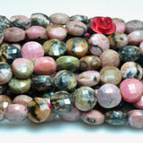 Natural Banded Rhodonite Faceted Coin Loose Beads Gemstone Semi Precious Stone