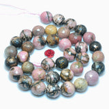 Natural Banded Rhodonite Faceted Round Loose Beads Gemstone Bracelet Necklace