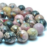 Natural Banded Rhodonite Faceted Round Loose Beads Gemstone Bracelet Necklace