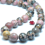 Natural Banded Rhodonite Faceted Round Loose Beads Gemstone Bracelet Necklace