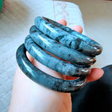 Cyan Calcite Jade Round Bar Bracelet Boutique Jewelry