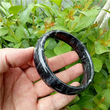 Natural Cyan Calcite Jade Wide Band Bracelet