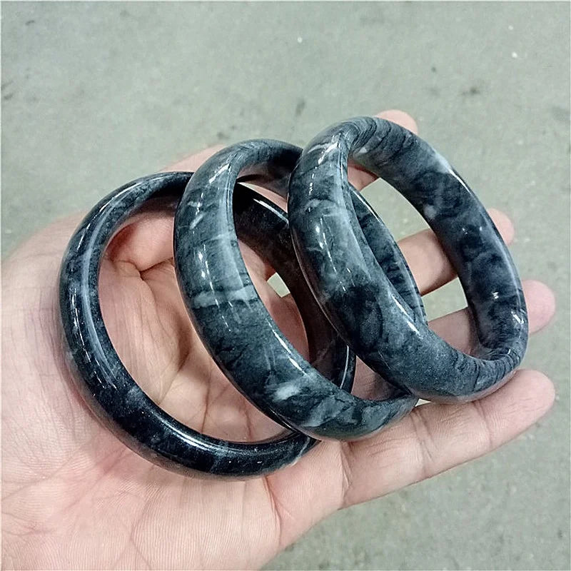 Natural Cyan Calcite Jade Wide Band Bracelet