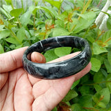 Natural Cyan Calcite Jade Wide Band Bracelet