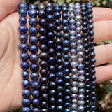 Natural Freshwater Pearl Beads High Dyeing Nearly Round Shape Punch Loose