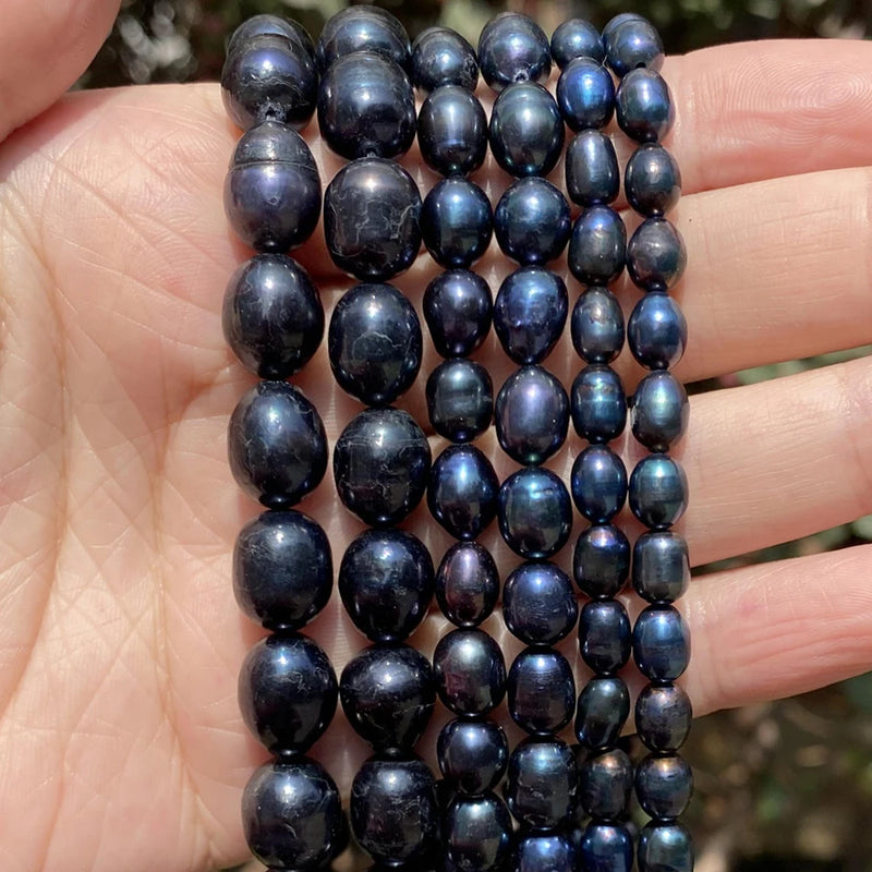 Natural Freshwater Pearl Beads High Rice Shape Punch Loose DIY Necklace Bracelet