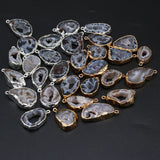 Natural Gray Agate Pendant Irregular Stone Charms for DIY Jewelry