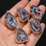 Natural Gray Agate Pendant Irregular Stone Charms for DIY Jewelry