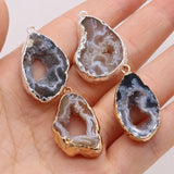 Natural Gray Agate Pendant Irregular Stone Charms for DIY Jewelry