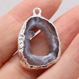 Natural Gray Agate Pendant Irregular Stone Charms for DIY Jewelry
