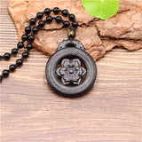 Natural Green Chinese Jade Double sided carving flower Pendant Necklace Jewelry