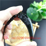 Green Chinese Jade Wolf Tooth Pendant Necklace for Men