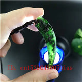 Green Chinese Jade Wolf Tooth Pendant Necklace for Men