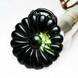 Green Flower Jade Pendant Necklace Double-sided Carved Charm Amulet