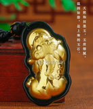Green Hetian Jade PiXiu Amulet Pendant with Chinese Blessing Coin Necklace
