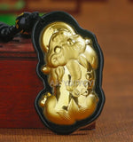 Green Hetian Jade PiXiu Amulet Pendant with Chinese Blessing Coin Necklace
