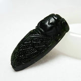 Green Jade Cicada Pendant Necklace Chinese Hand-Carved Charm Amulet