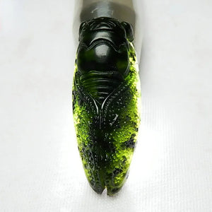 Green Jade Cicada Pendant Necklace Chinese Hand-Carved Charm Amulet