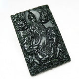 Green Jade Dragon Guanyin Pendant Necklace Double-sided Carved Charm