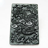 Green Jade Dragon Guanyin Pendant Necklace Double-sided Carved Charm