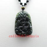 Green Jade Dragon Pendant Necklace Chinese Lucky Amulet