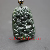 Green Jade Dragon Pendant Necklace Chinese Lucky Amulet