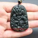 Green Jade Dragon Pendant Necklace Chinese Lucky Amulet