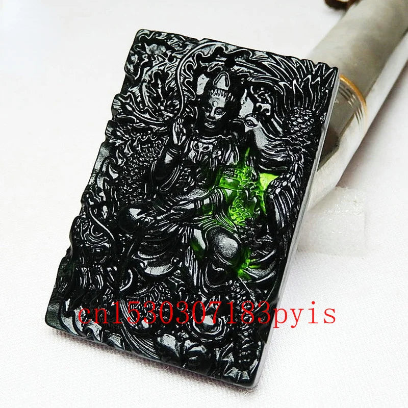 Green Jade Dragon Phoenix Guanyin Pendant Necklace Charm Jewelry