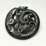 Green Jade Phoenix Pendant Necklace Hollow Out Carved Charm Jewelry