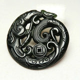Green Jade Phoenix Pendant Necklace Hollow Out Carved Charm Jewelry