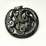 Green Jade Phoenix Pendant Necklace Hollow Out Carved Charm Jewelry