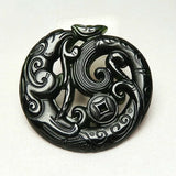 Green Jade Phoenix Pendant Necklace Hollow Out Carved Charm Jewelry