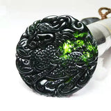 Green Jade Unicorn Pendant Necklace Hand Carving Amulet Jewelry