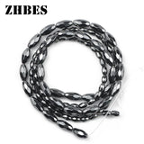 Hematite Stone Faceted Rice Beads 3/4/5/6MM Spacer Oval Loose Beads