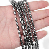 Hematite Stone Faceted Rice Beads 3/4/5/6MM Spacer Oval Loose Beads