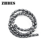 Hematite Stone Faceted Rice Beads 3/4/5/6MM Spacer Oval Loose Beads