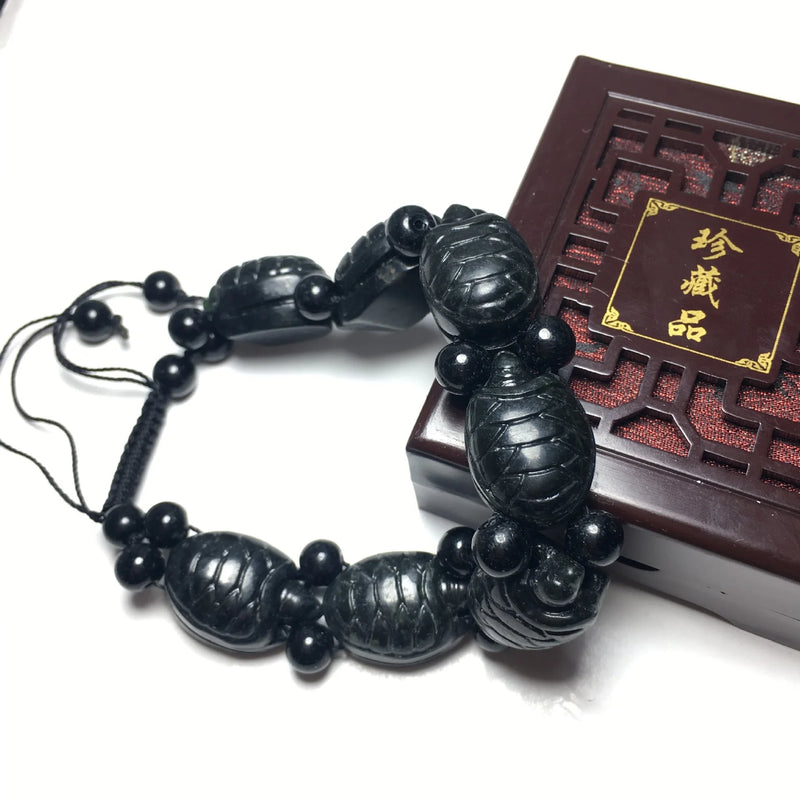 Natural Jade Tortoise Elastic Bracelet Charm Jewellery Accessory