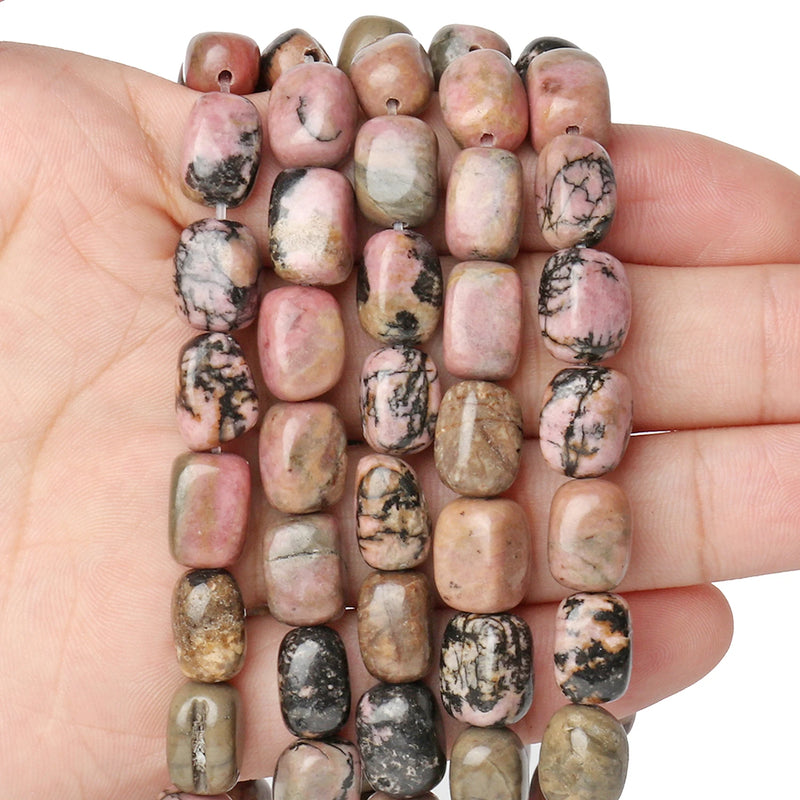 Natural Rhodonite Square Tube Beads 8x12mm