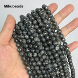 Natural Larvikite 8mm Faceted Round Loose Beads