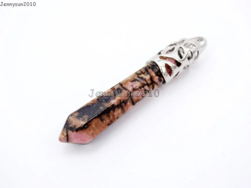 Rhodonite Hexagonal Pointed Healing Pendant 10Pcs Pack