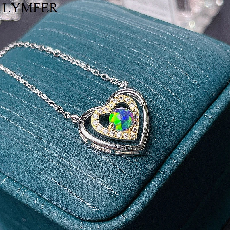 Natural Opal Necklace, Rare Gems, Firecolours, 925 Pure Silver