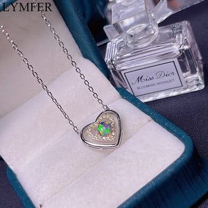 Natural Opal Necklace, Rare Gems, Firecolours, 925 Pure Silver