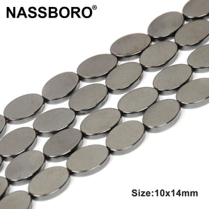 Natural Oval Hematite Beads Spacer Stone DIY Necklace Bracelet