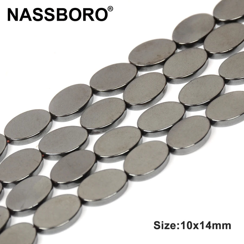 Natural Oval Hematite Beads Spacer Stone DIY Necklace Bracelet