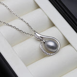 Natural Pearl Pendant Necklace 925 Sterling Silver Women Girl Birthday Gift