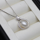 Natural Pearl Pendant Necklace 925 Sterling Silver Women Girl Birthday Gift
