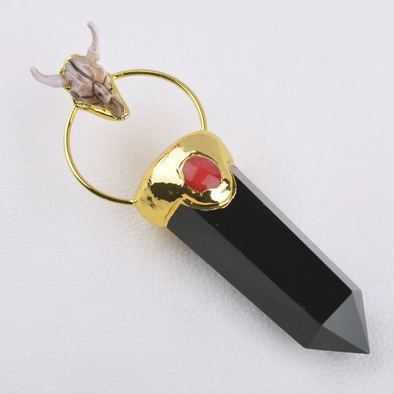 Natural Quartz Point Pendant Charms Necklace DIY Jewelry