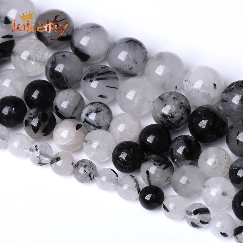 Rutilated Quartz Round Beads Spacer Jewelry Making DIY 4-12mm