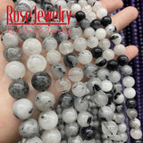 Rutilated Quartz Beads Round Stone Beads for DIY Jewelry Making