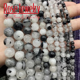 Rutilated Quartz Beads Round Stone Beads for DIY Jewelry Making